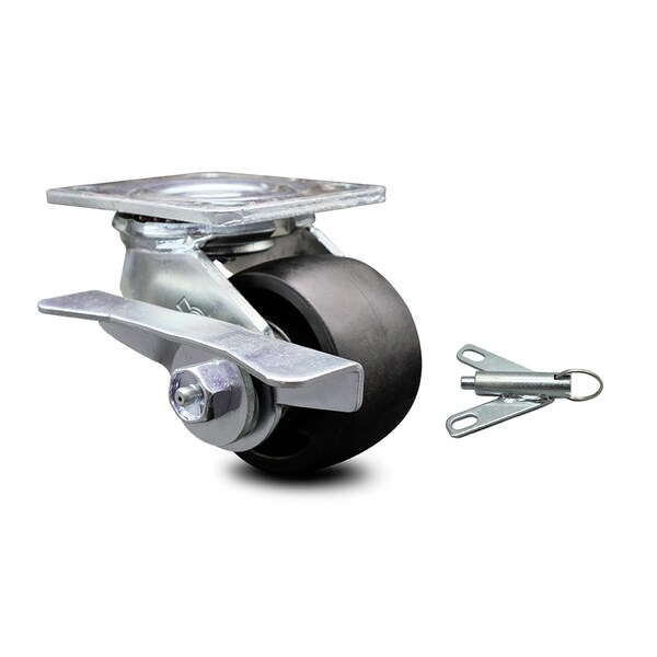 3.25 Inch Glass Filled Nylon Caster with Ball Bearing and Brake/Swivel Lock SCC